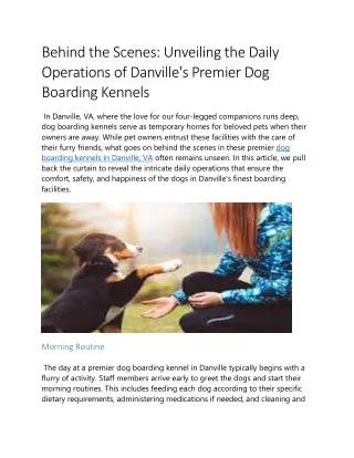 Danville's Premier Dog Boarding Kennels