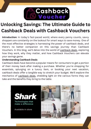 Unlocking Savings The Ultimate Guide to Cashback Deals with Cashback Vouchers