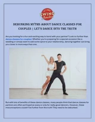 Debunking Myths About Dance Classes For Couples  Lets Dance Into The Truth
