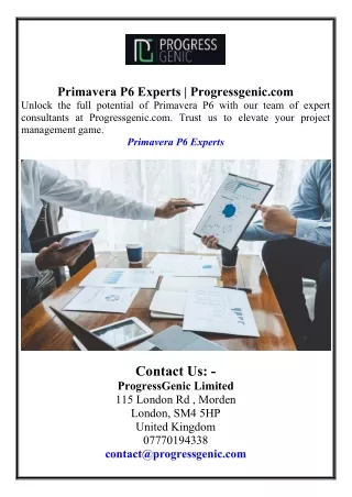 Primavera P6 Experts Progressgenic.com1