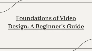 Video Design for beginners
