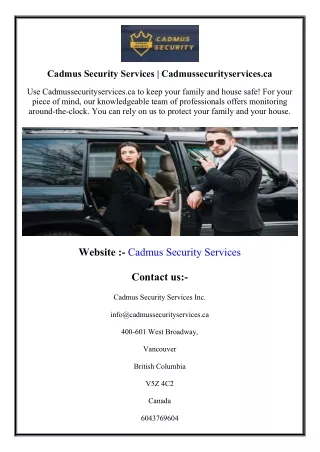 Cadmus Security Services  Cadmussecurityservices.ca