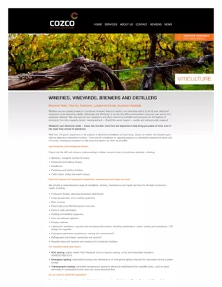 Expert Winery Electrician Services  Cozco Electrical Contractors