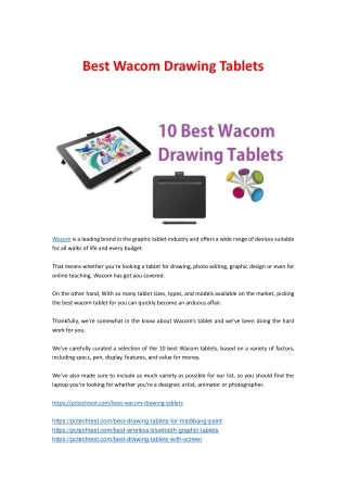 Best Wacom Drawing Tablets