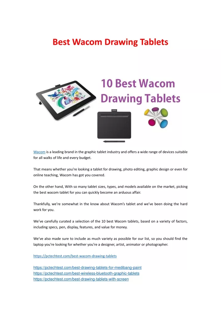 best wacom drawing tablets