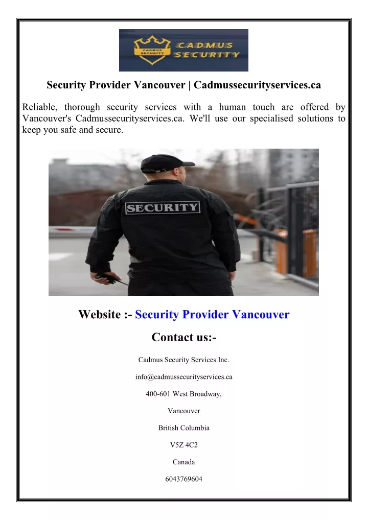 security provider vancouver