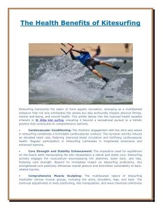 The Health Benefits of Kitesurfing