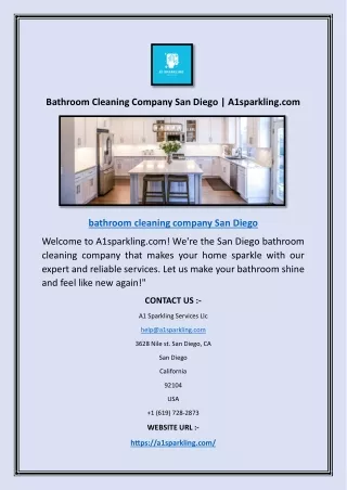 Bathroom Cleaning Company San Diego | A1sparkling.com