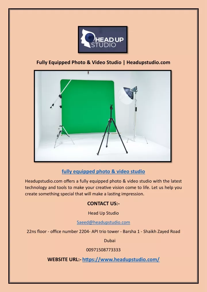 fully equipped photo video studio headupstudio com