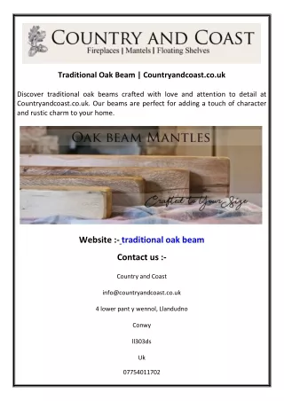 Traditional Oak Beam Countryandcoast.co.uk