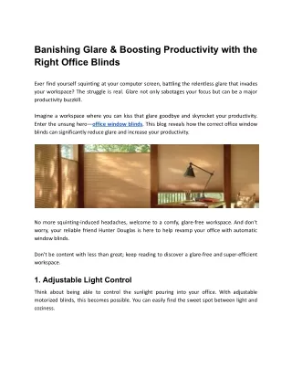 Banishing Glare & Boosting Productivity with the Right Office Blinds