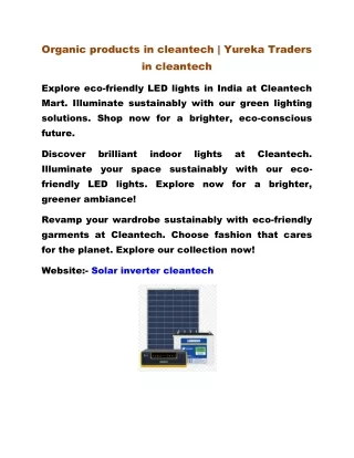 organic products in cleantech yureka traders