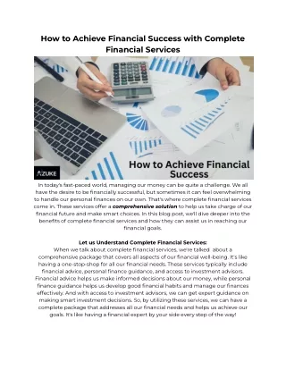 How to Achieve Financial Success with Complete Financial Services