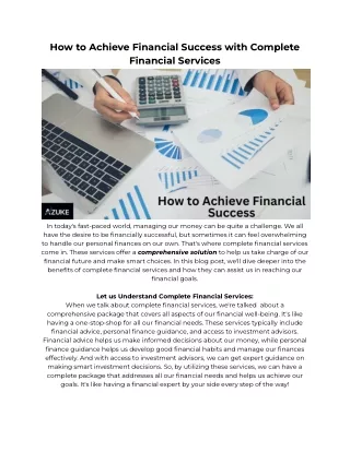 how to achieve financial success with complete