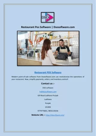 Restaurant Pos Software | Dsosoftware.com