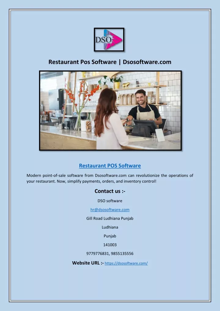 restaurant pos software dsosoftware com