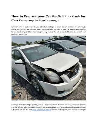How to Prepare your Car for Sale to a Cash for Cars Company in Scarborough