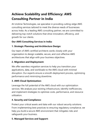 Achieve Scalability and Efficiency-AWS Consulting Partner in India