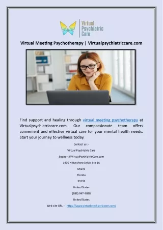 Virtual Meeting Psychotherapy | Virtualpsychiatriccare.com