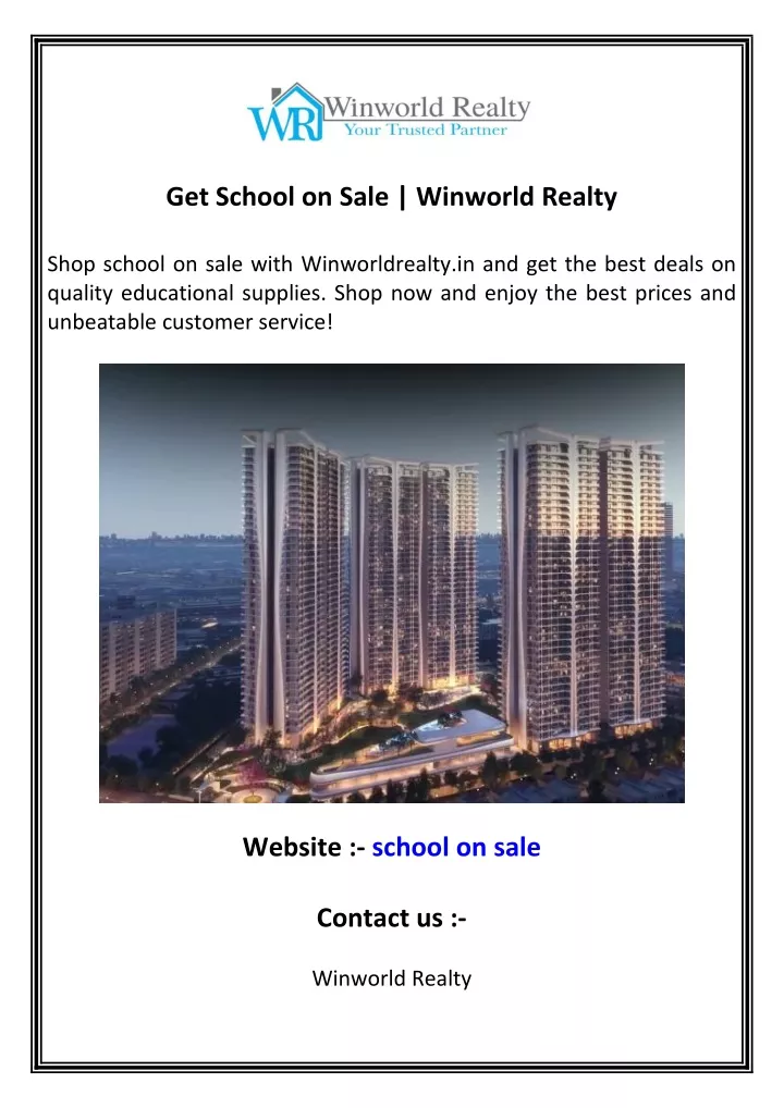 get school on sale winworld realty