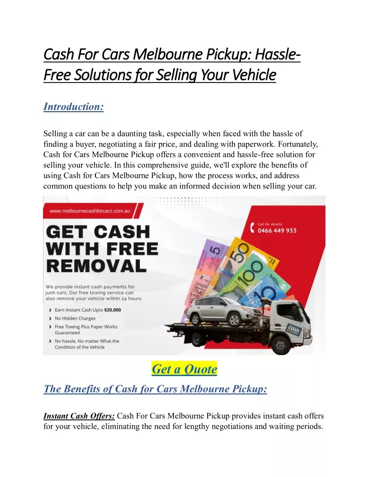 cash for cars melbourne pickup hassle cash