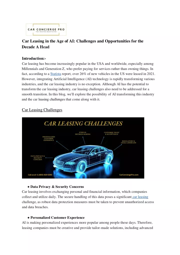 car leasing in the age of ai challenges