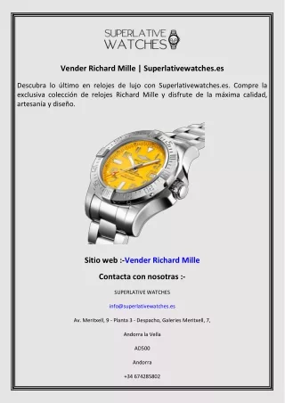 Vender Richard Mille  Superlativewatches.es