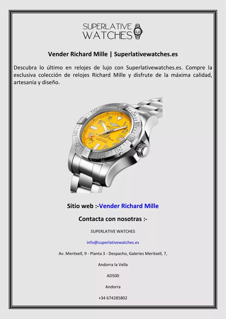 vender richard mille superlativewatches es