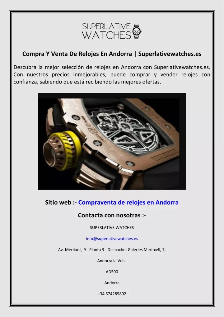 compra y venta de relojes en andorra