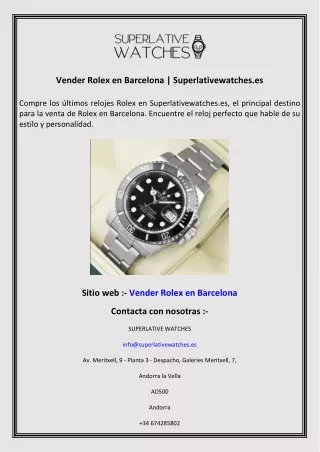 Vender Rolex en Barcelona  Superlativewatches.es