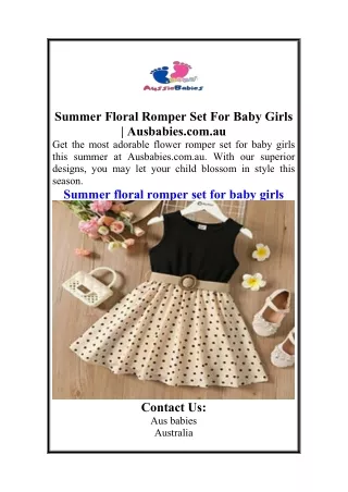 Summer Floral Romper Set For Baby Girls  Ausbabies.com.au