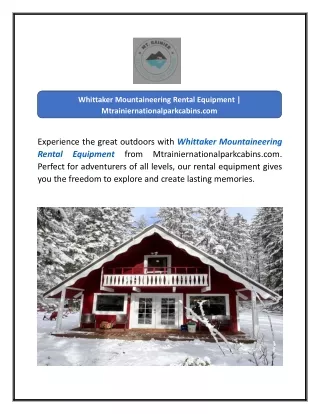 Whittaker Mountaineering Rental Equipment  Mtrainiernationalparkcabinss