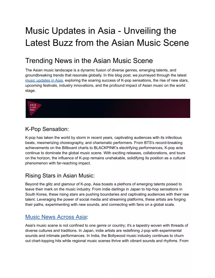 music updates in asia unveiling the latest buzz