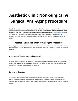 Aesthetic Clinic Non-Surgical vs Surgical Anti-Aging Procedure 2024