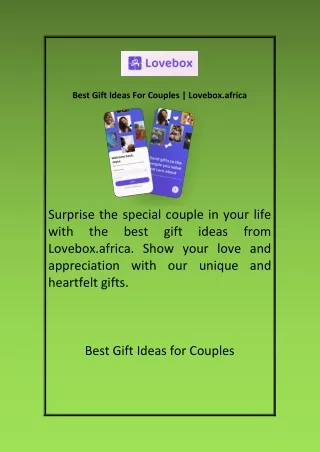 Best Gift Ideas For Couples Lovebox africa