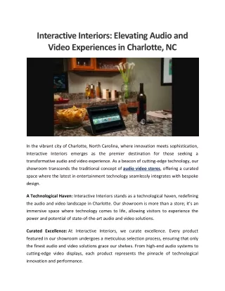 Interactive Interiors Elevating Audio and Video Experiences in Charlotte, NC