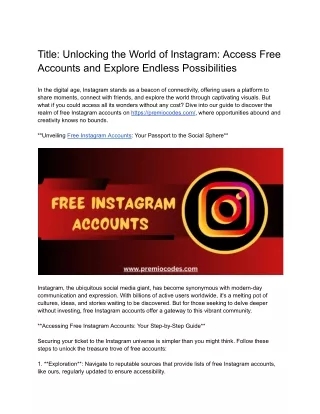 Title_ Unlocking the World of Instagram_ Access Free Accounts and Explore Endless Possibilities