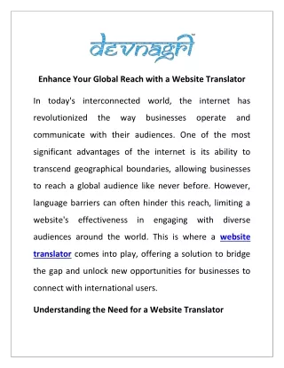 enhance your global reach with a website