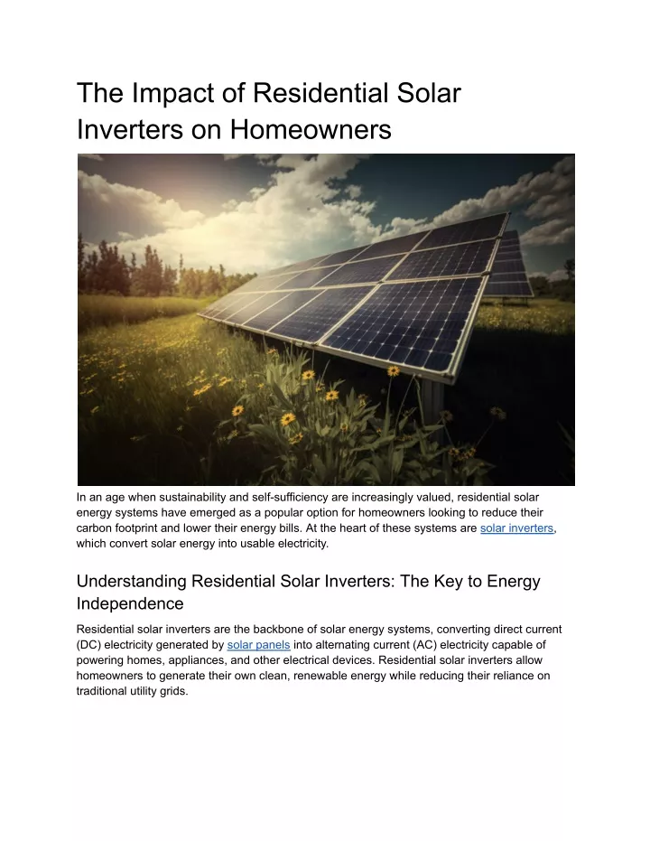 the impact of residential solar inverters