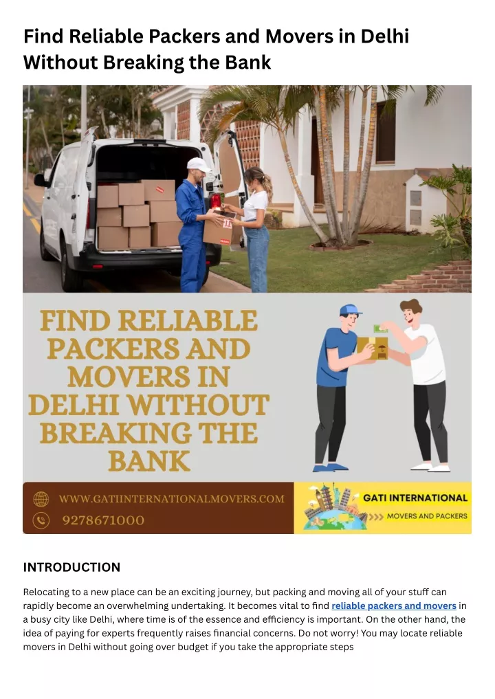 find reliable packers and movers in delhi without