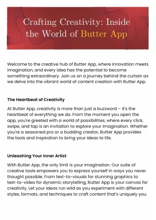 Crafting Creativity: Inside the World of Butter App
