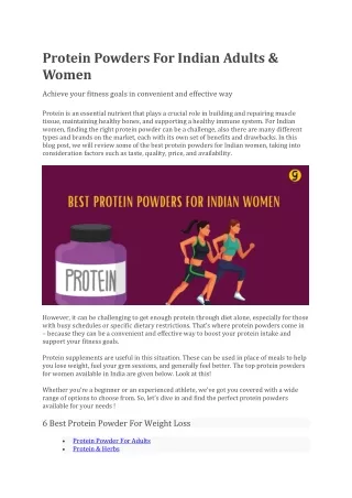 Protein Powders For Indian Adults