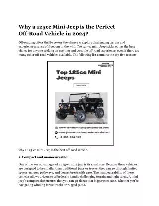 Why a 125cc Mini Jeep is the Perfect Off-Road Vehicle in 2024