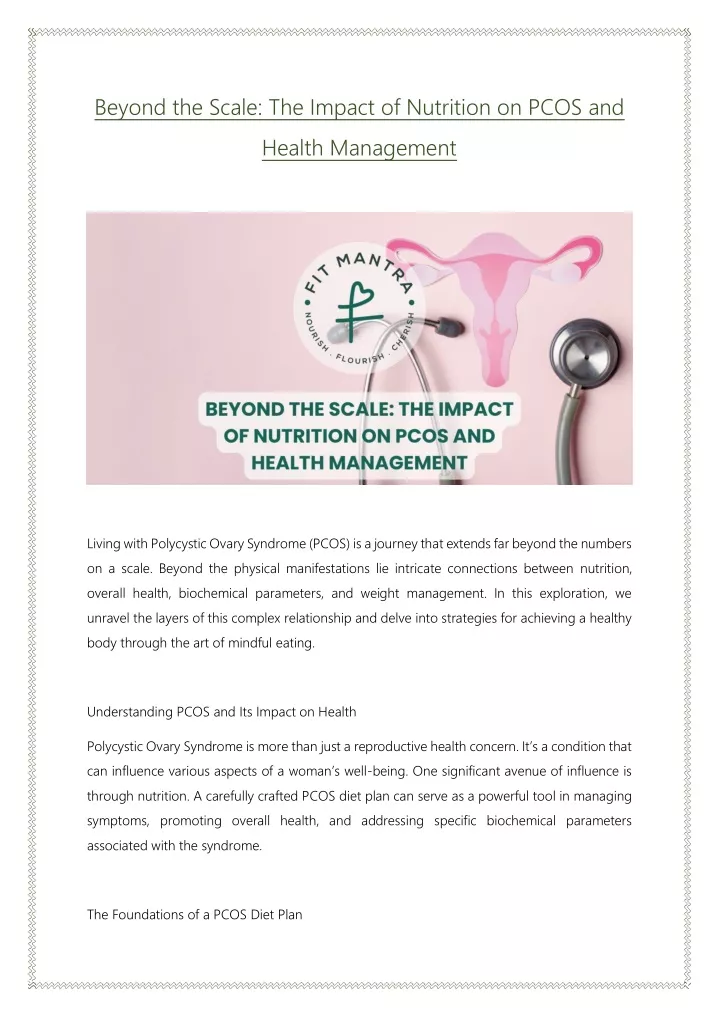 beyond the scale the impact of nutrition on pcos
