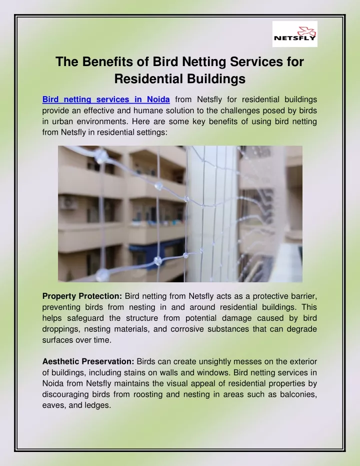 the benefits of bird netting services