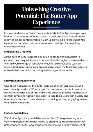 Unleashing Creative Potential: The Butter App Experience