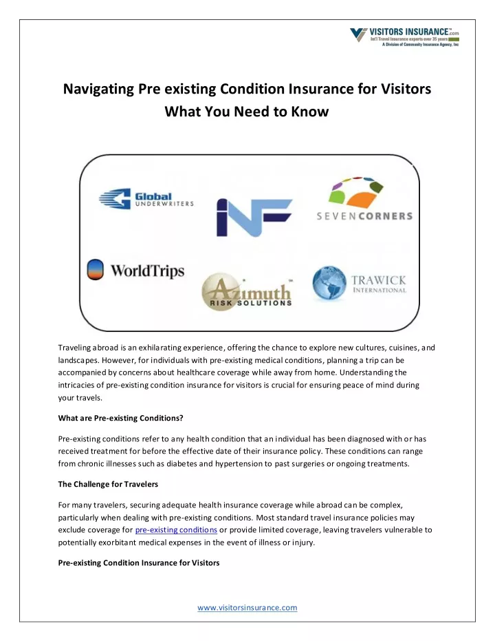 navigating pre existing condition insurance