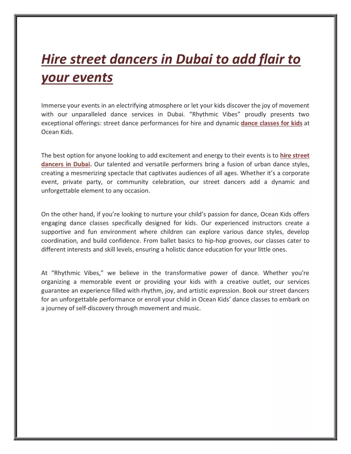 hire street dancers in dubai to add flair to your