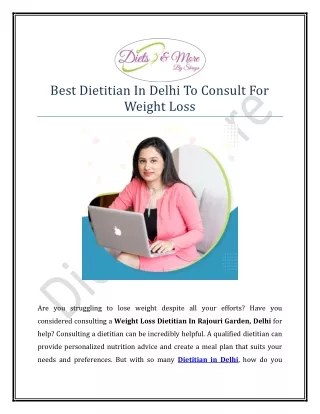 Best Dietitian In Delhi To Consult For Weight Loss