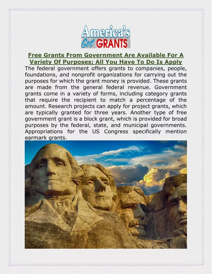 free grants from government are available